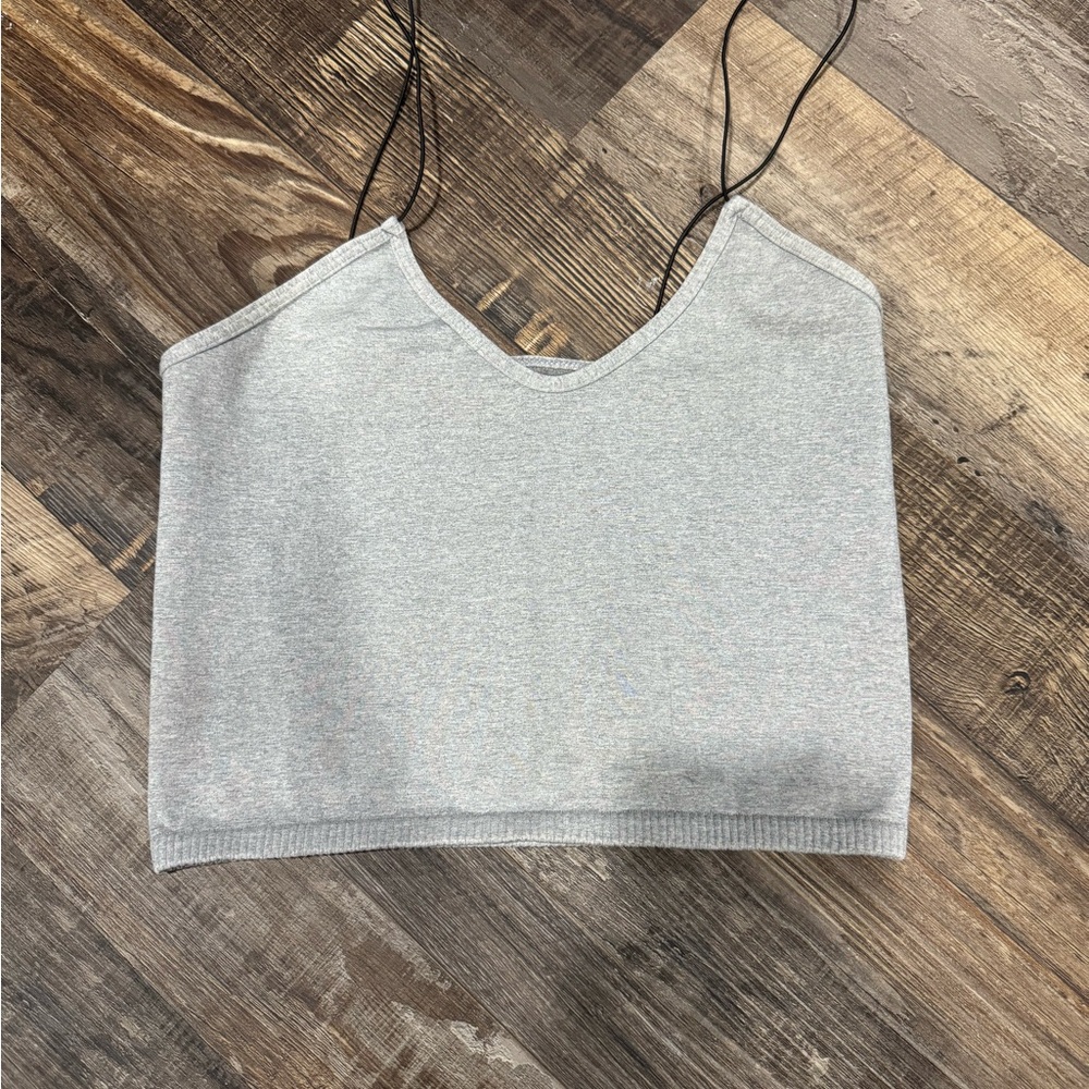 Free People Gray Spaghetti Strap Crop Tank Top